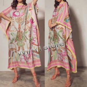 Dress Print Bohemia Silk Scarf Hijab Loose Elegant Muslim Abaya Bazin Robe Gowns Broder Riche Sexy Lady Party