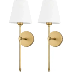 Modern American Wall Lamp for Bathroom Mirror, Bedroom & Hallway | Fabric Shade Wall Sconce | Hardwired 100V-220V